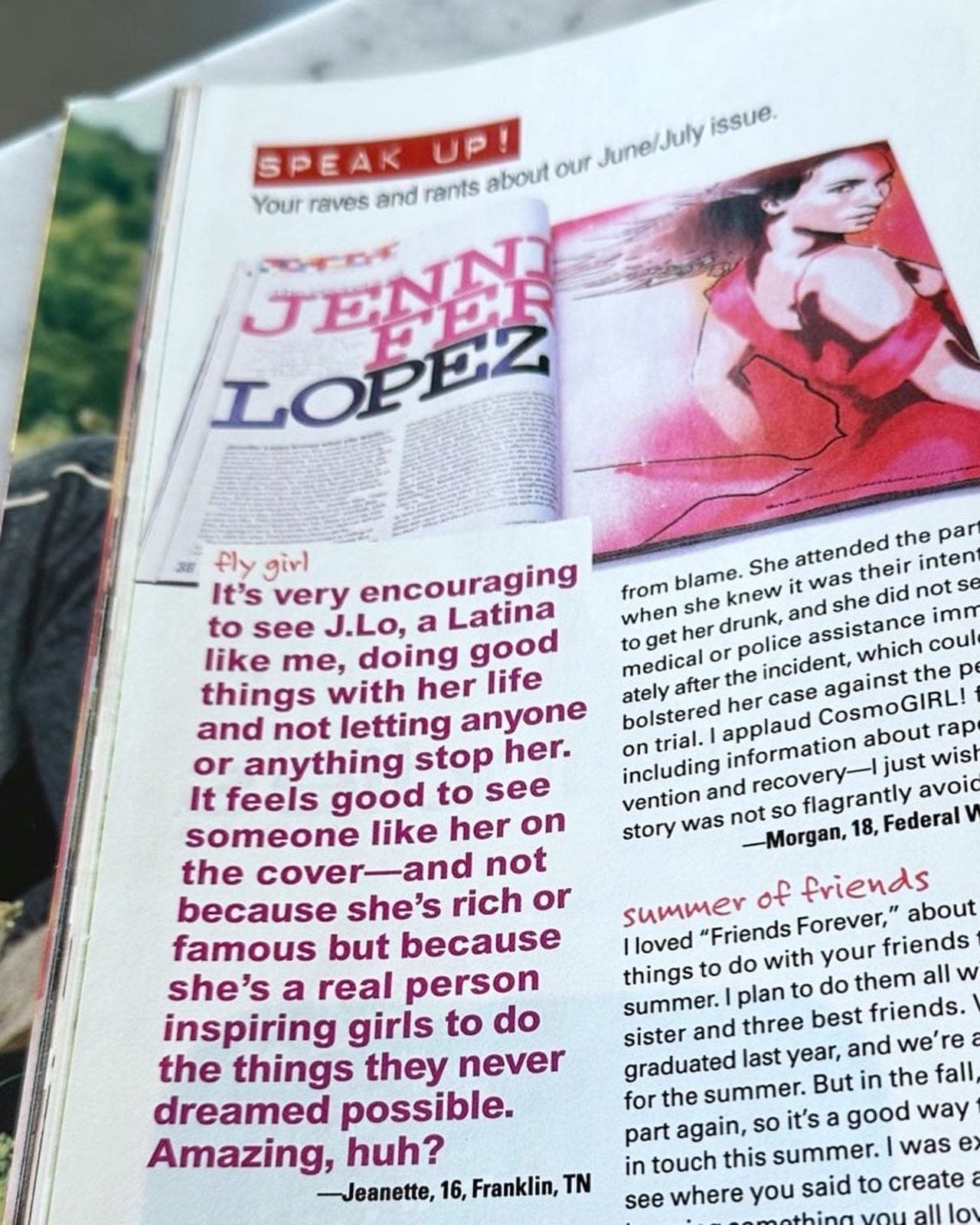 La carta de Jeannette Ceja publicada en CosmoGirl!
