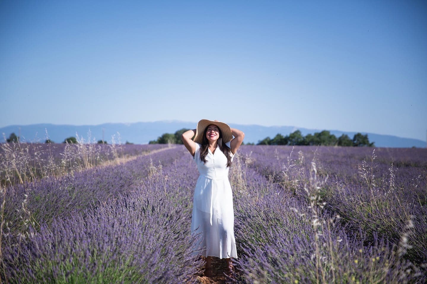 Jeannette Ceja walking through a lavender field