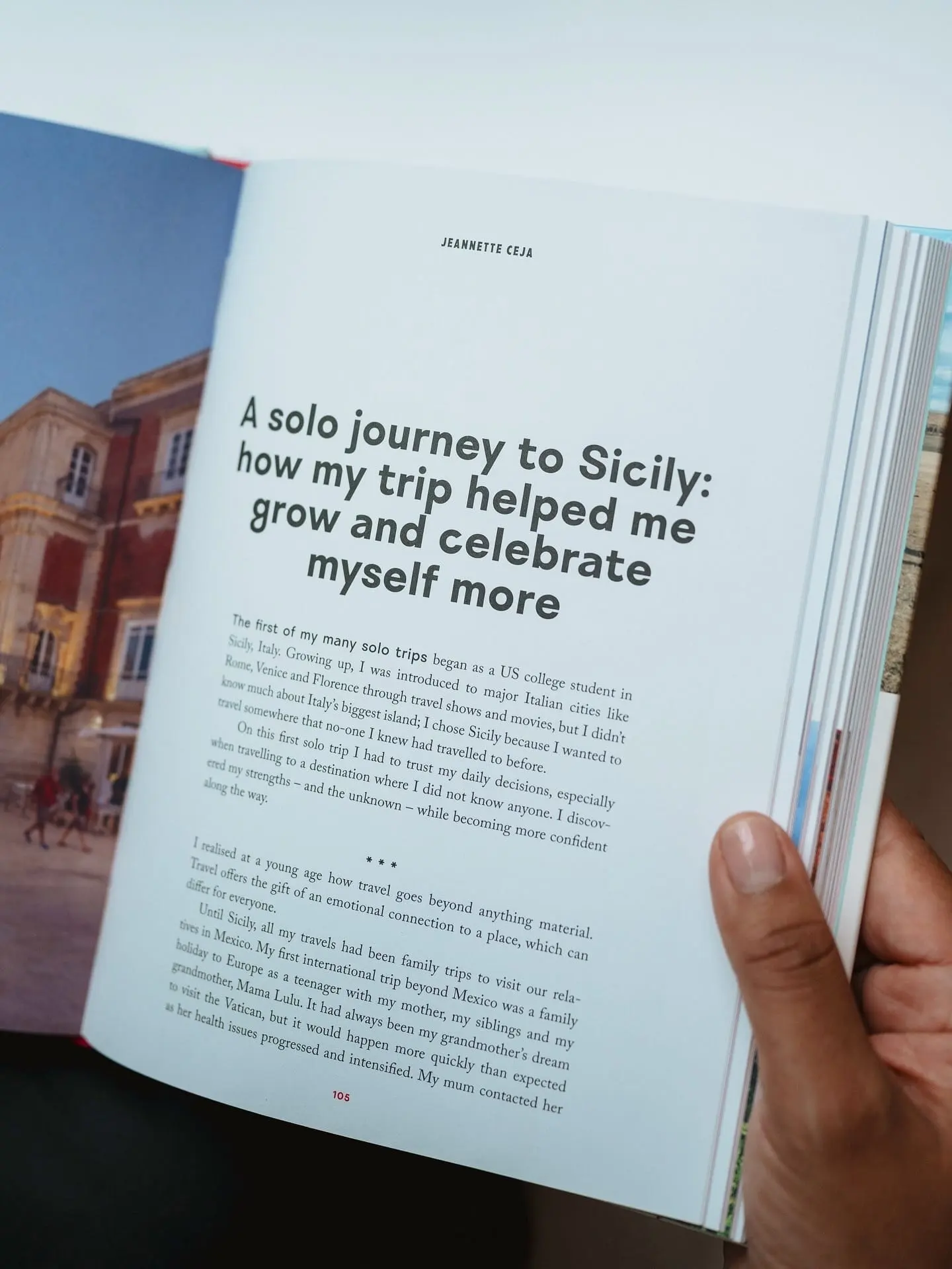 The Women Travel Solo book open at Jeannette Ceja’s chapter